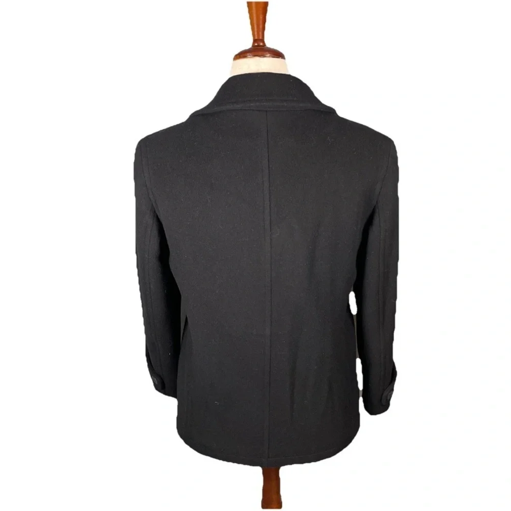 LL Bean Double Breasted Lambswool Peacoat Women’s Size 10 Petite Black Classic